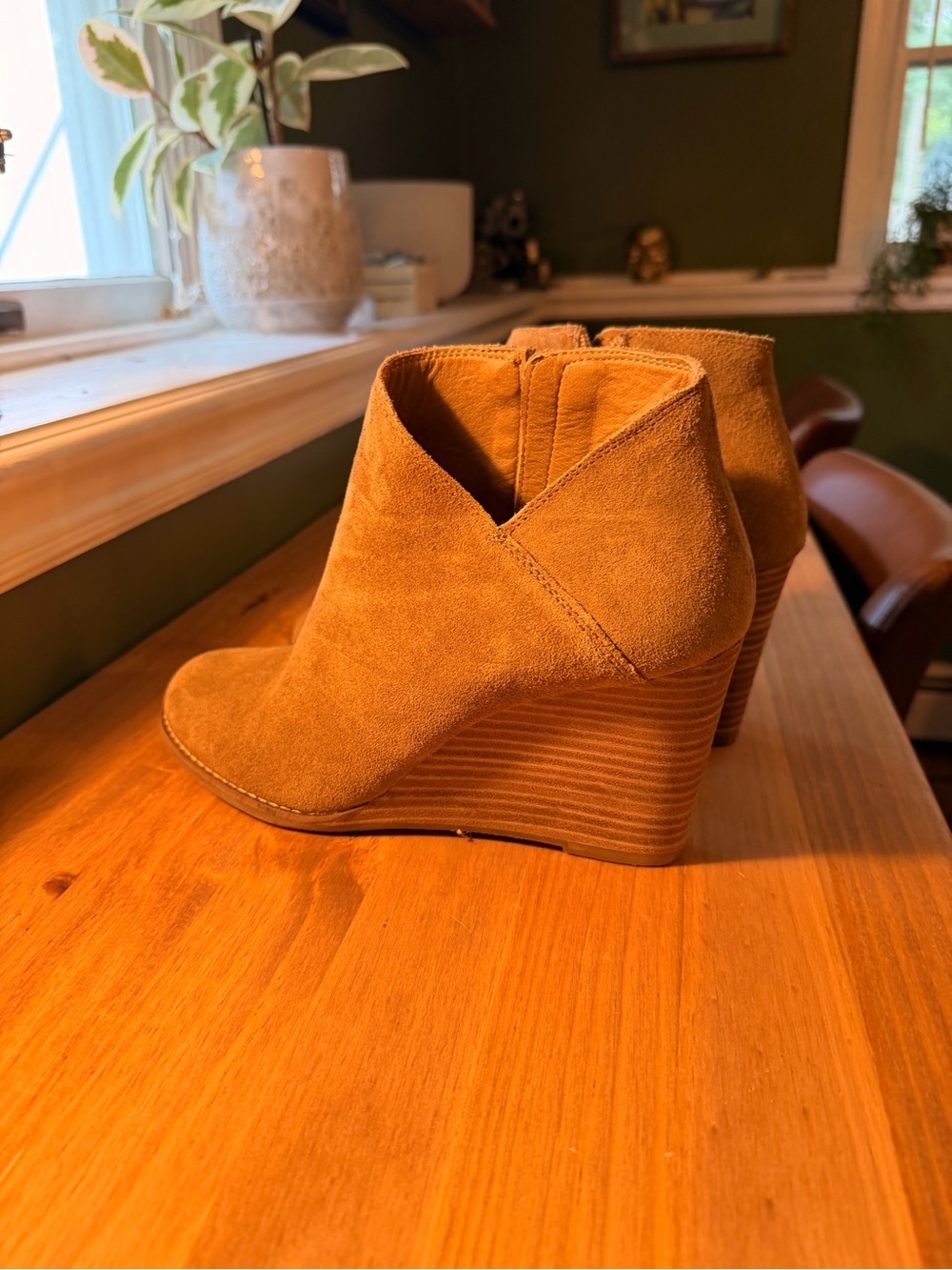 Lucky Brand Yakeena Tan Suede Wedge Booties - Picture 4 of 5